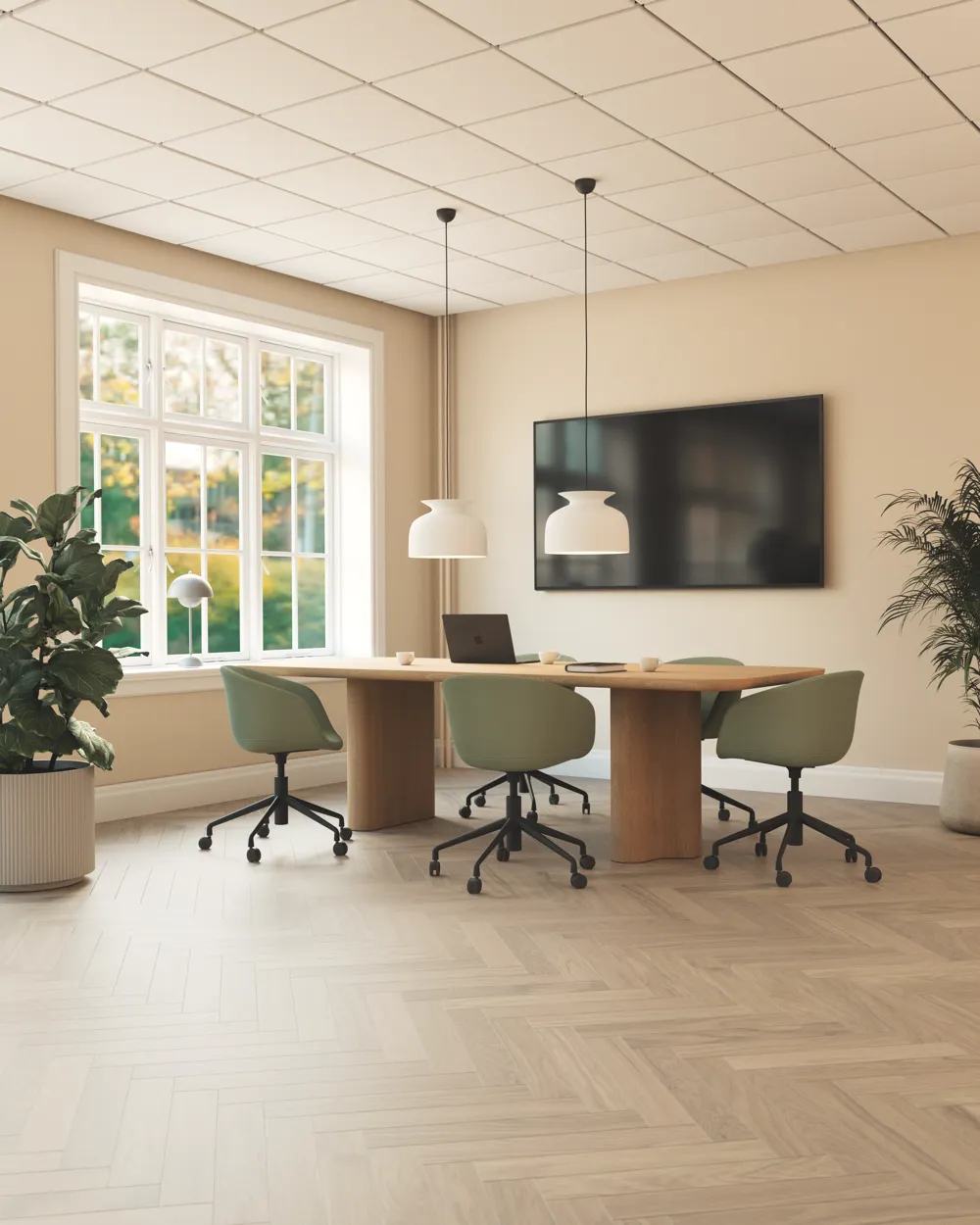 Modern Herringbone Misty White Oak Select Grade Smooth Finish